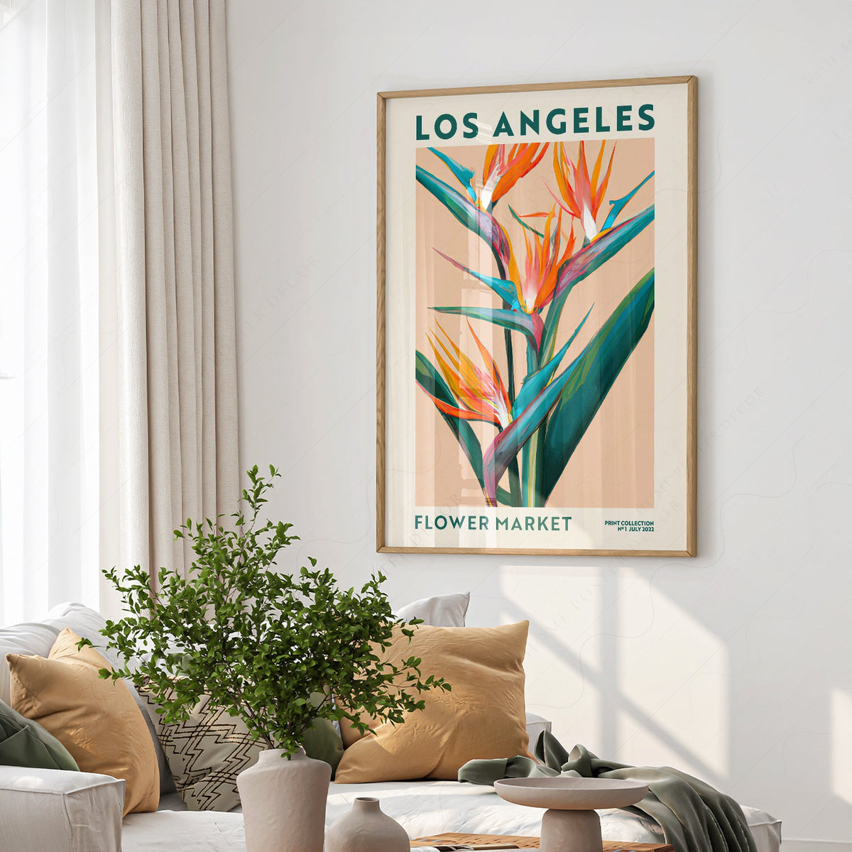 Affiche Los Angeles Flower Market – Art mural botanique Oiseau de paradis