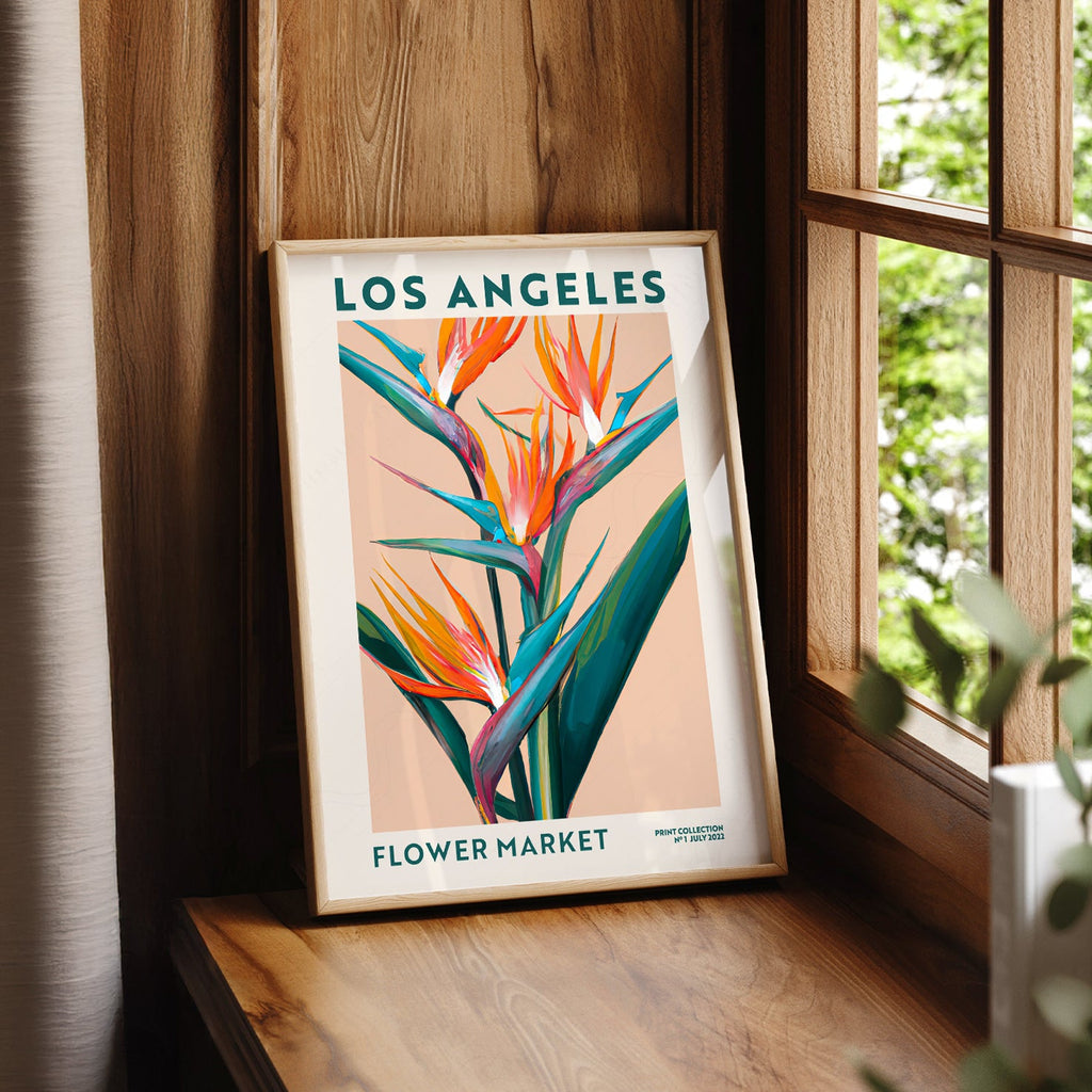 Affiche Los Angeles Flower Market – Art mural botanique Oiseau de paradis