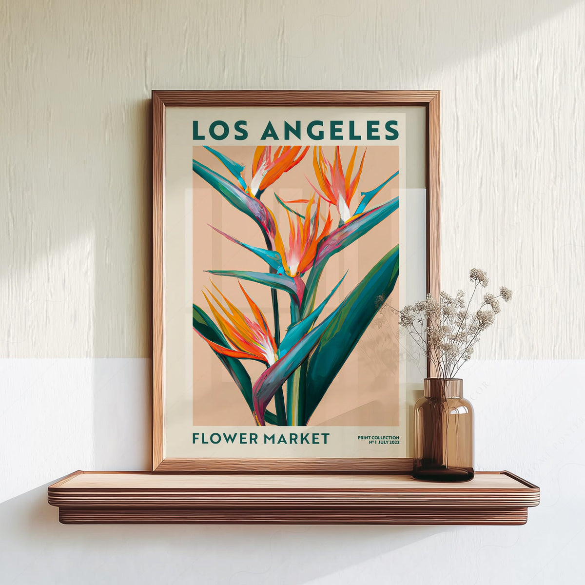 Affiche Los Angeles Flower Market – Art mural botanique Oiseau de paradis