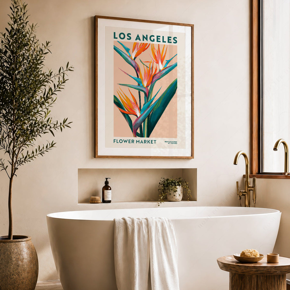 Affiche Los Angeles Flower Market – Art mural botanique Oiseau de paradis