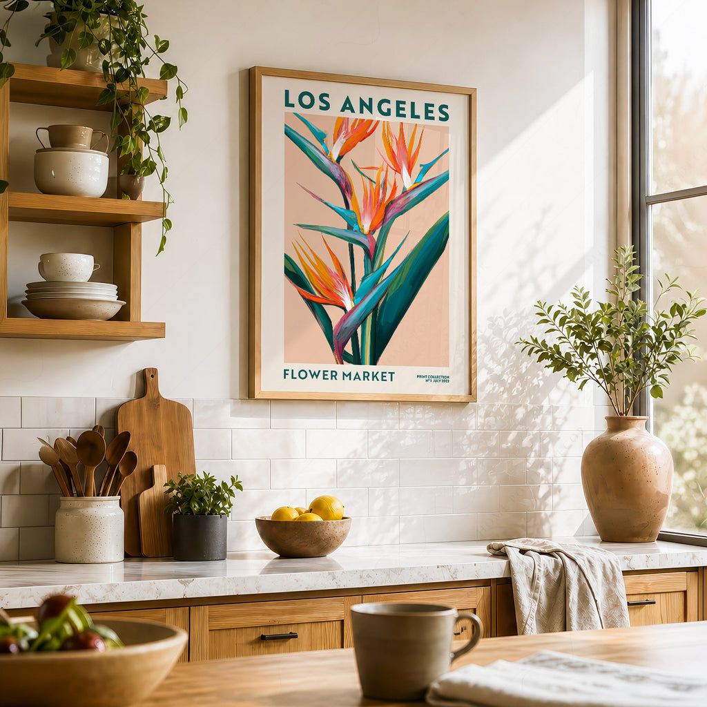 Affiche Los Angeles Flower Market – Art mural botanique Oiseau de paradis