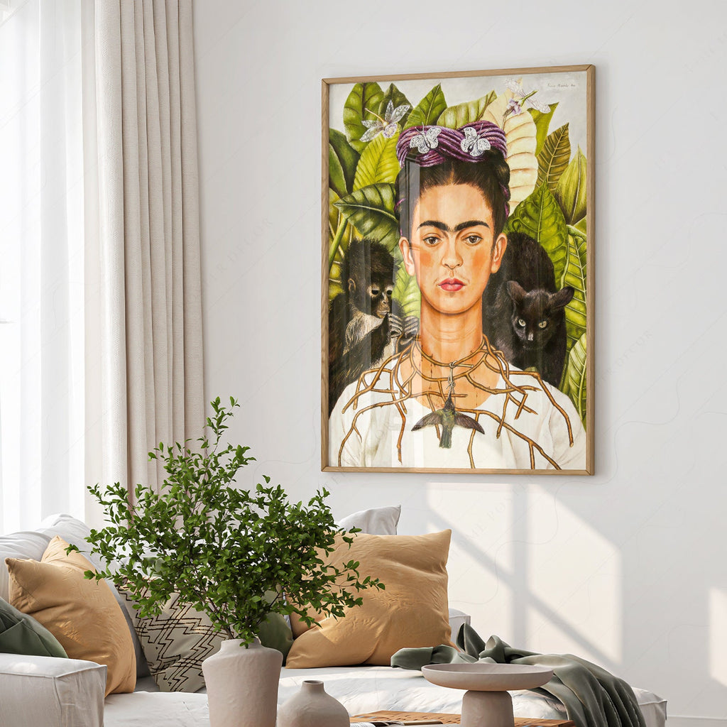 Frida Kahlo Self-Portrait with Thorn Necklace Print – Iconic Wall Art
