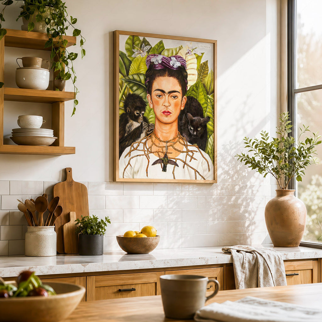 Frida Kahlo Self-Portrait with Thorn Necklace Print – Iconic Wall Art