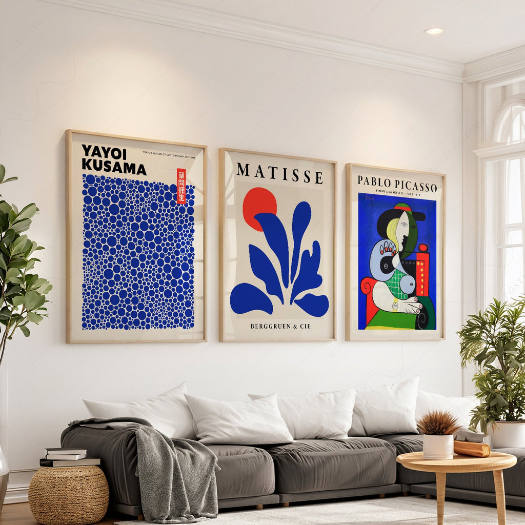 Henri Matisse, Yayoi Kusama, Pablo Picasso Set of 3 Art Prints – Modern Gallery Wall Posters