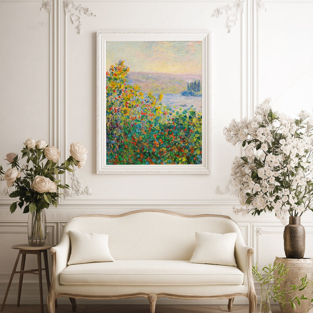 Claude Monet, Flower Beds at Vétheuil Print – Museum Art Print