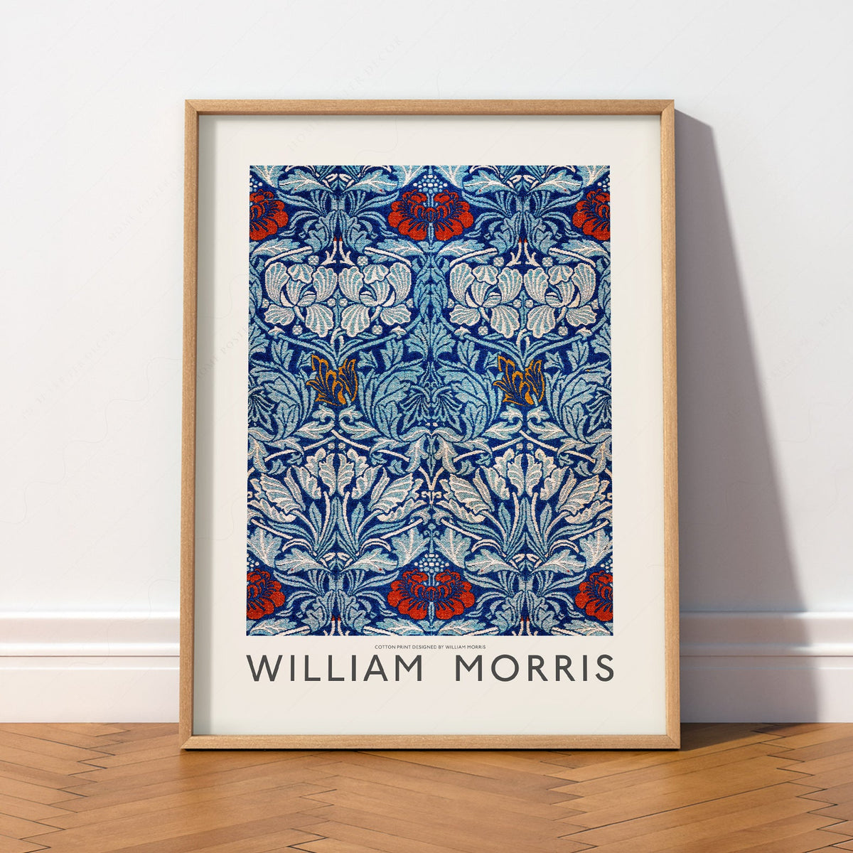 William Morris Blue Floral Cotton Print – Arts and Crafts Wall Art