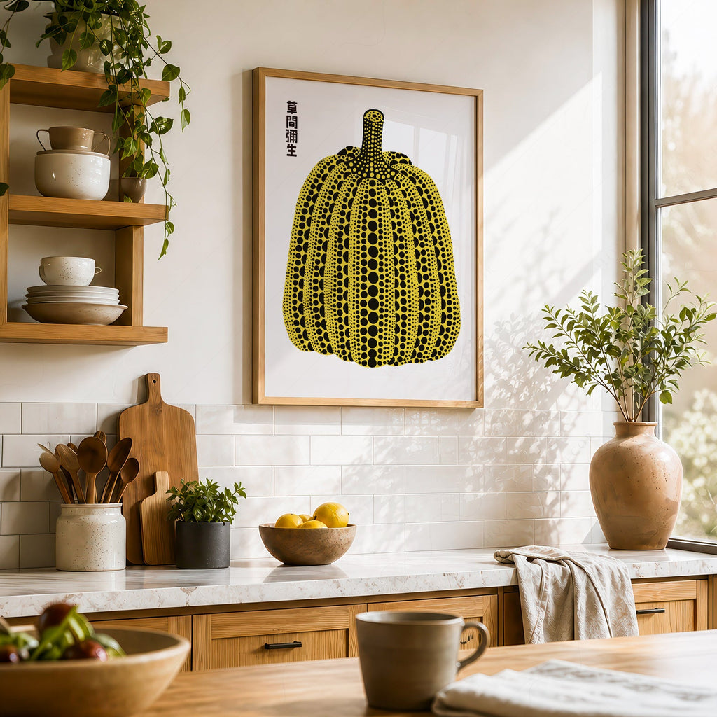 Yayoi Kusama Yellow Pumpkin Art Print – Contemporary Japanese Wall Art