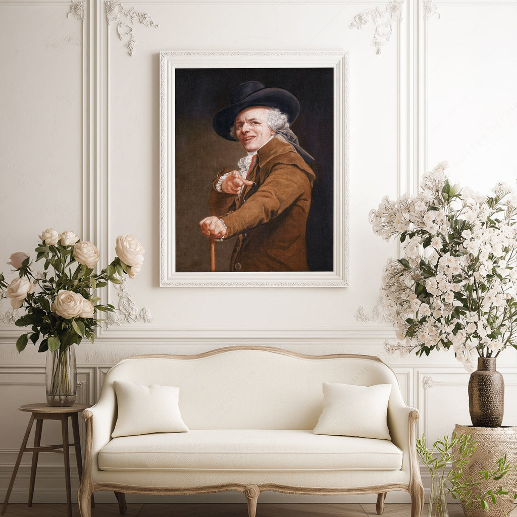 Joseph Ducreux Self-Portrait with a Mocking Face Print – Funny Classic Art