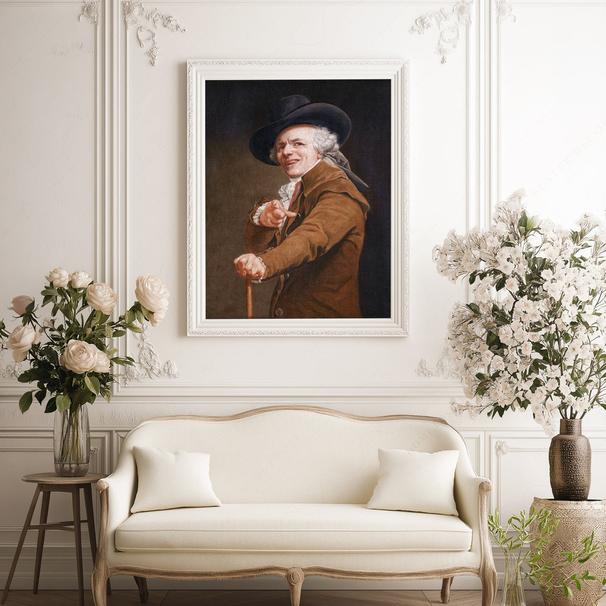 Joseph Ducreux Self-Portrait with a Mocking Face Print – Funny Classic Art