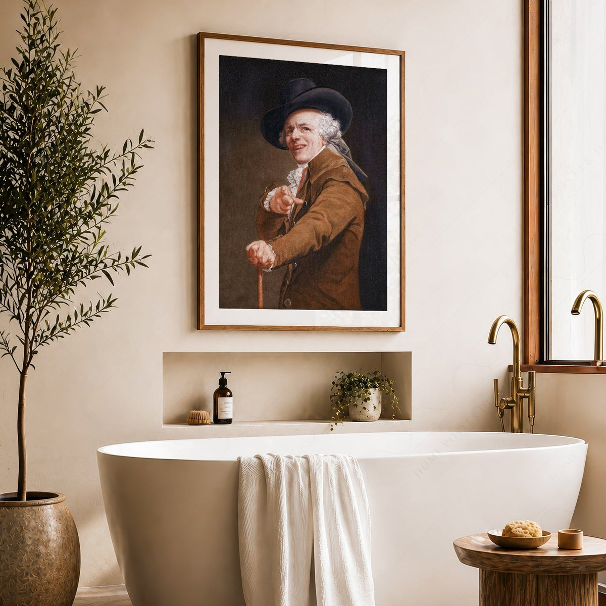 Joseph Ducreux Self-Portrait with a Mocking Face Print – Funny Classic Art