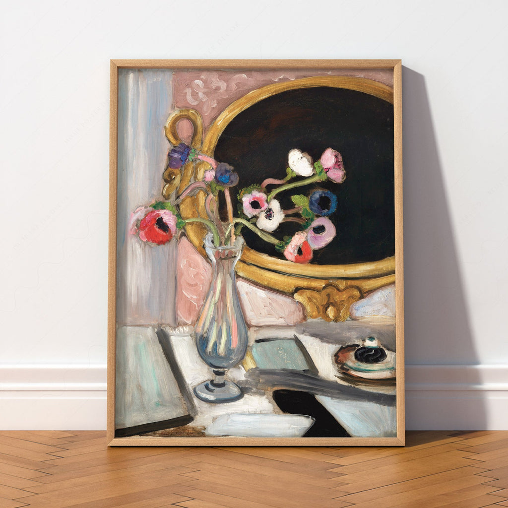 Henri Matisse Black Mirror Art Print – Floral Still Life Wall Poster