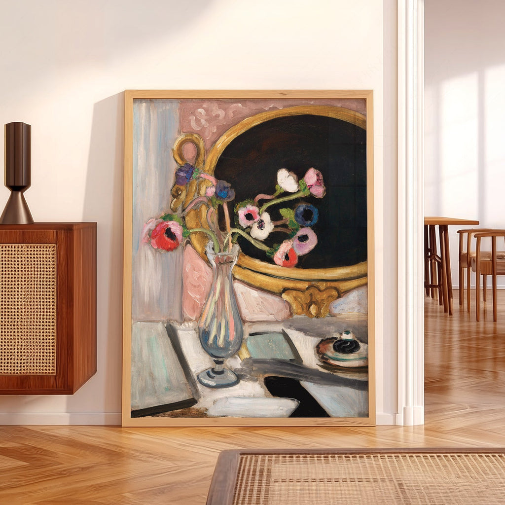 Henri Matisse Black Mirror Art Print – Floral Still Life Wall Poster