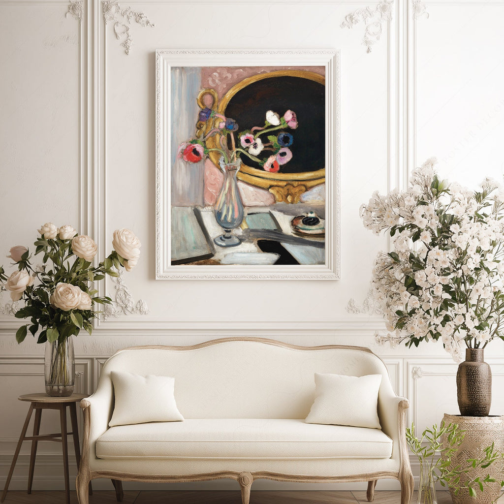 Henri Matisse Black Mirror Art Print – Floral Still Life Wall Poster