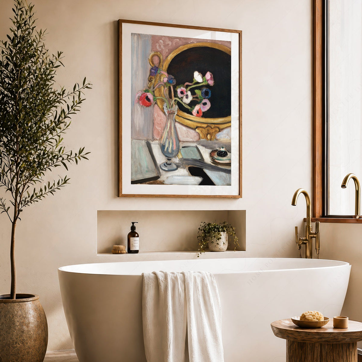 Henri Matisse Black Mirror Art Print – Floral Still Life Wall Poster