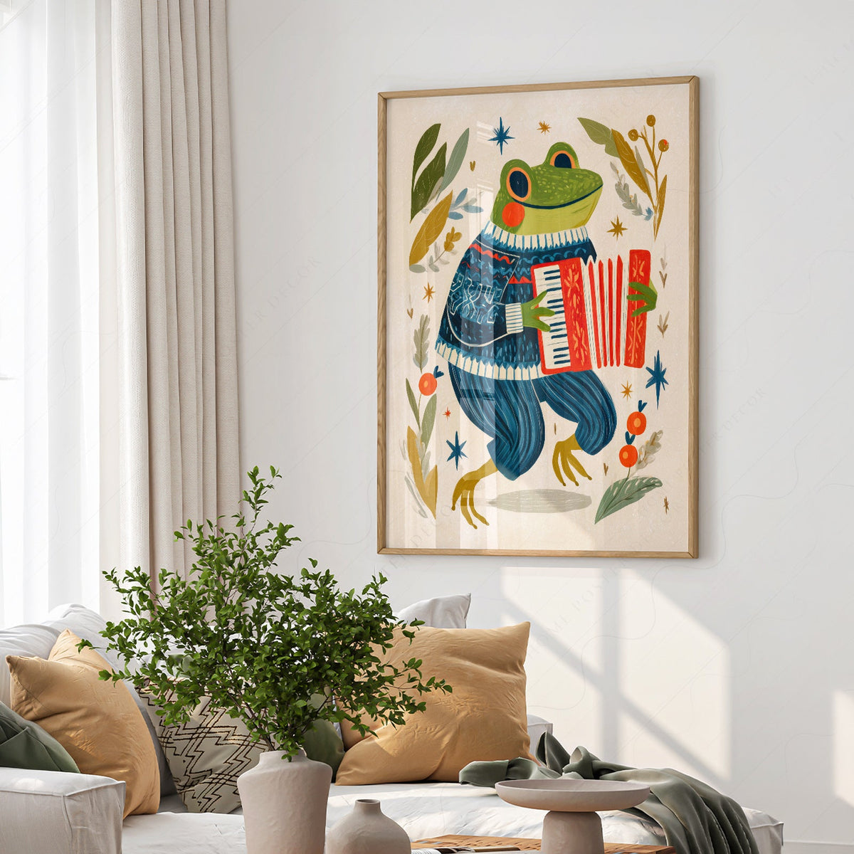 Accordion Frog Nursery Art Print – Whimsical Kids Room Wall Decor