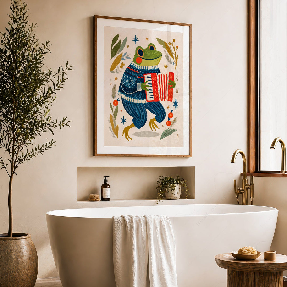 Accordion Frog Nursery Art Print – Whimsical Kids Room Wall Decor