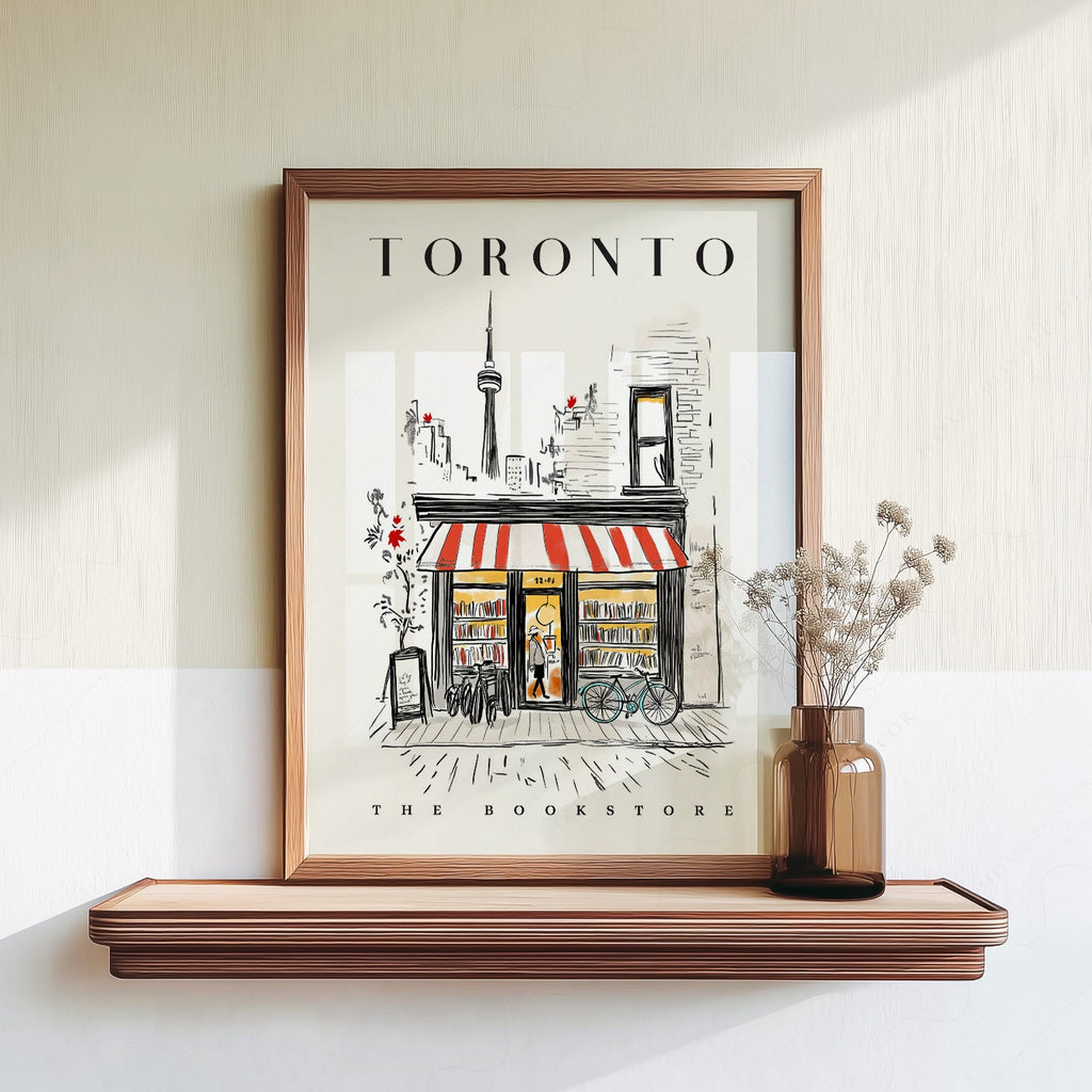 Toronto Bookstore Art Print – City Bookshop Illustration Poster Wall Art