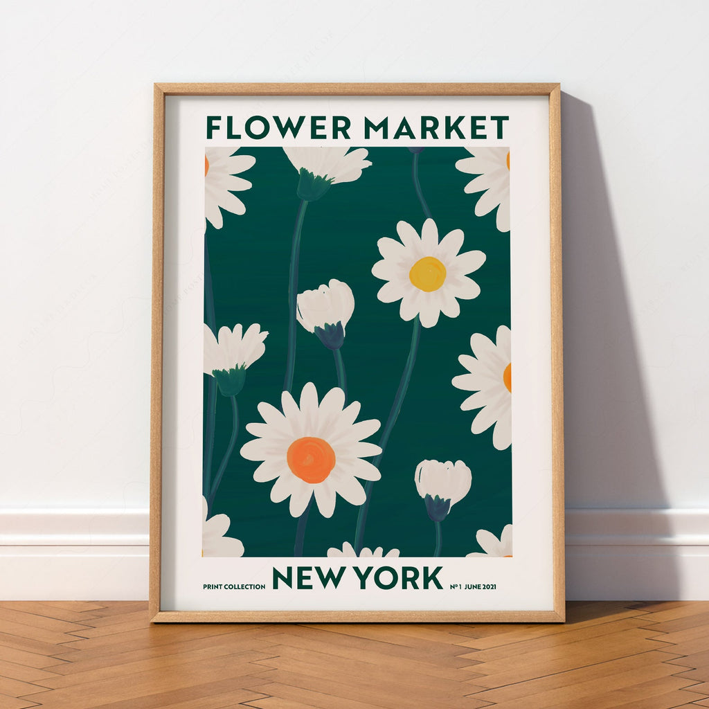Flower Market New York Print – Daisy Floral Wall Art Poster Decor