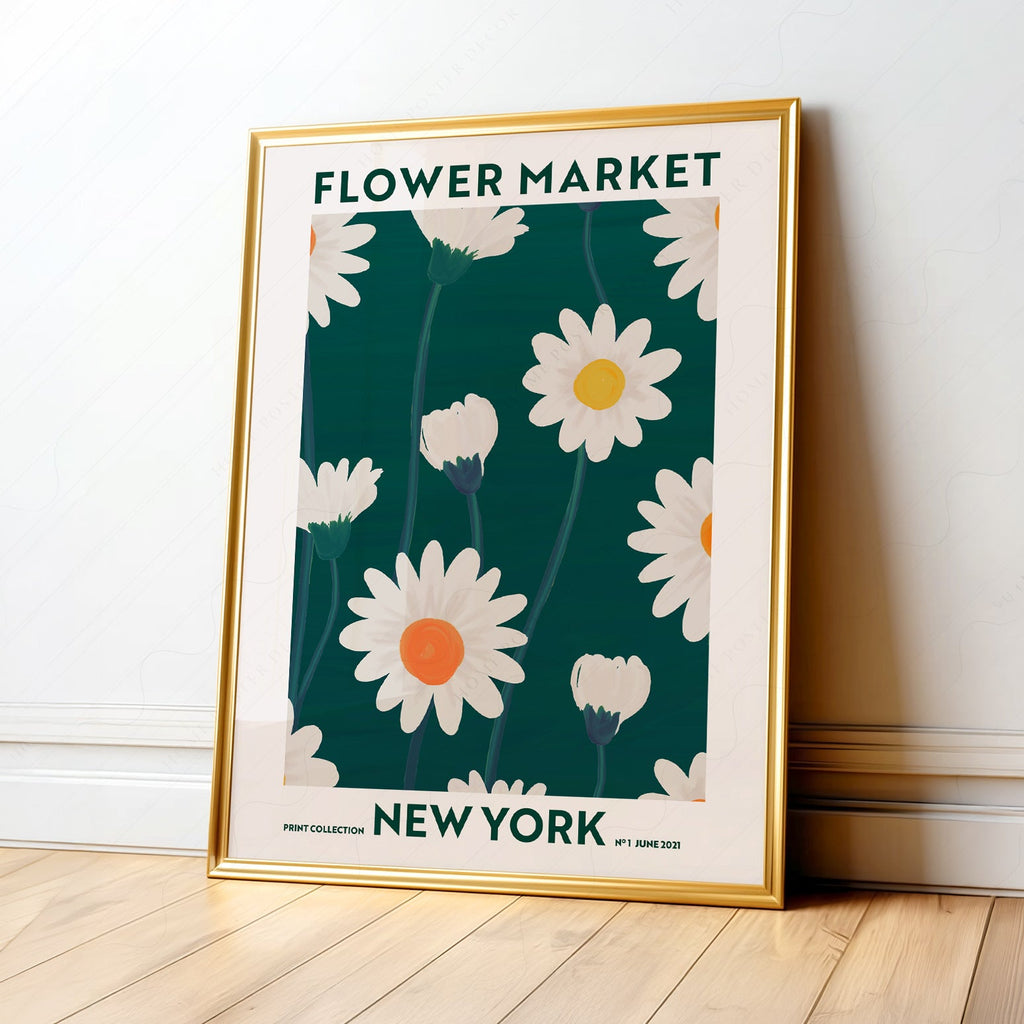 Flower Market New York Print – Daisy Floral Wall Art Poster Decor