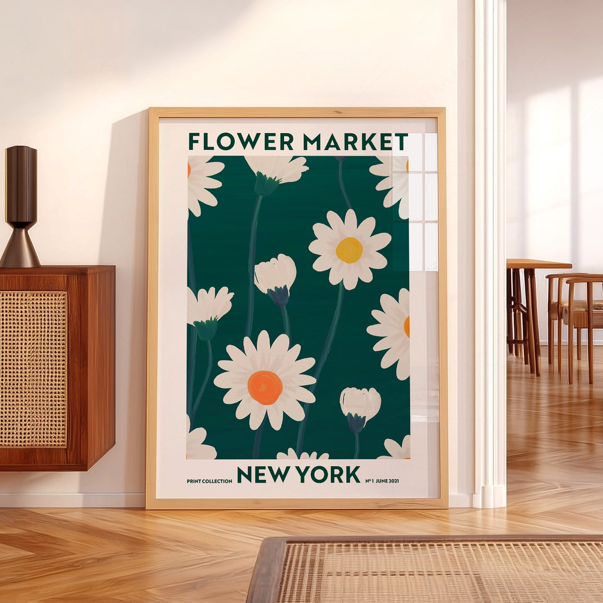 Flower Market New York Print – Daisy Floral Wall Art Poster Decor