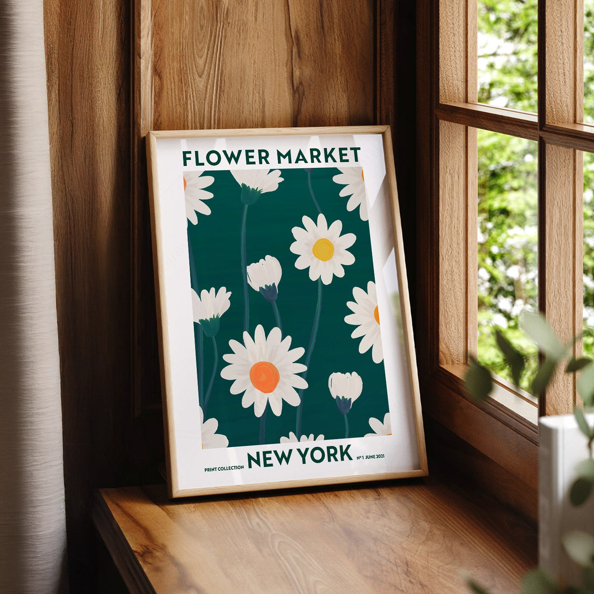 Flower Market New York Print – Daisy Floral Wall Art Poster Decor
