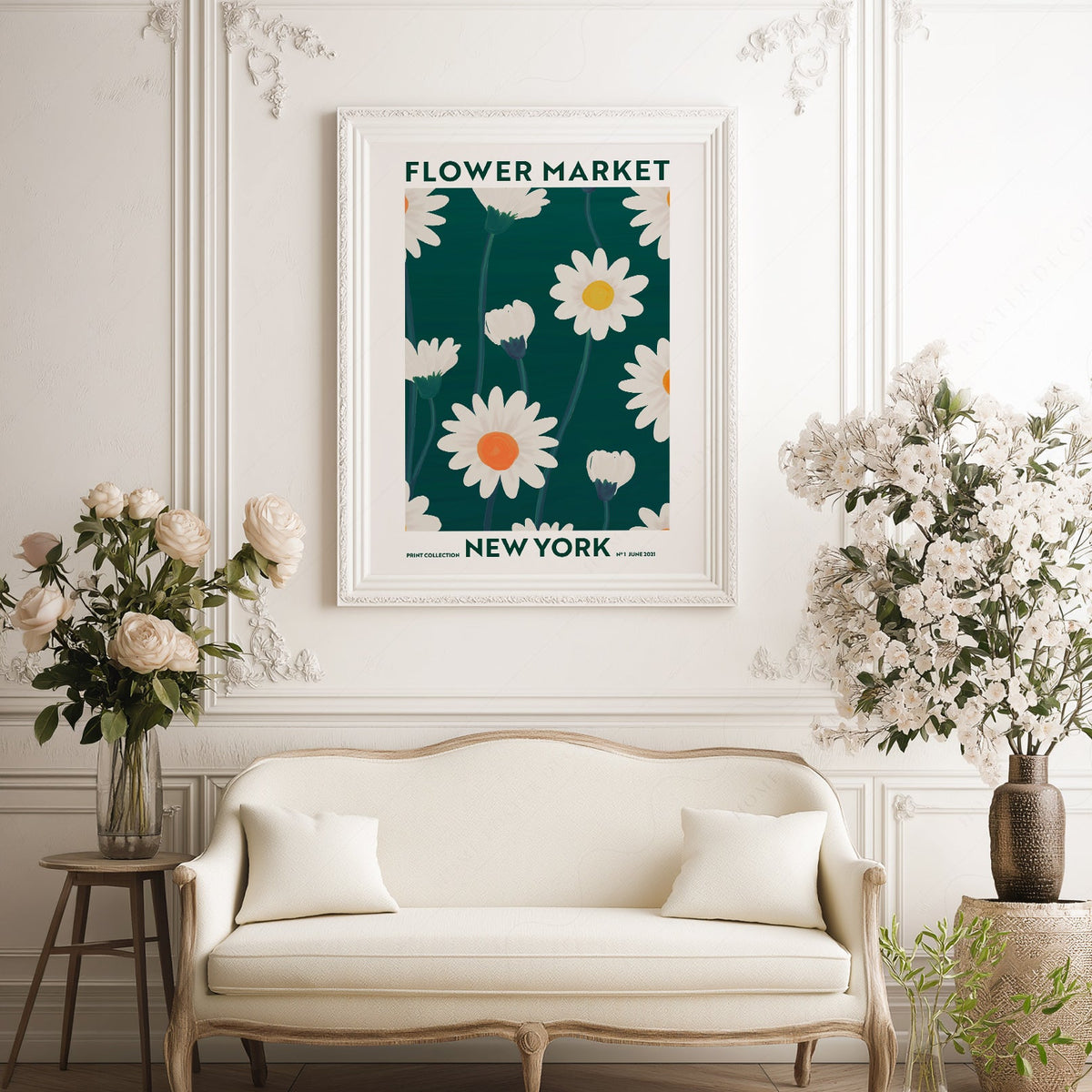 Flower Market New York Print – Daisy Floral Wall Art Poster Decor