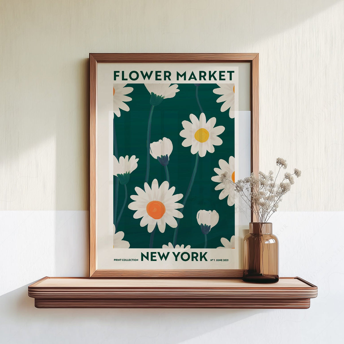 Flower Market New York Print – Daisy Floral Wall Art Poster Decor