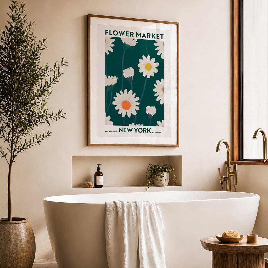 Flower Market New York Print – Daisy Floral Wall Art Poster Decor