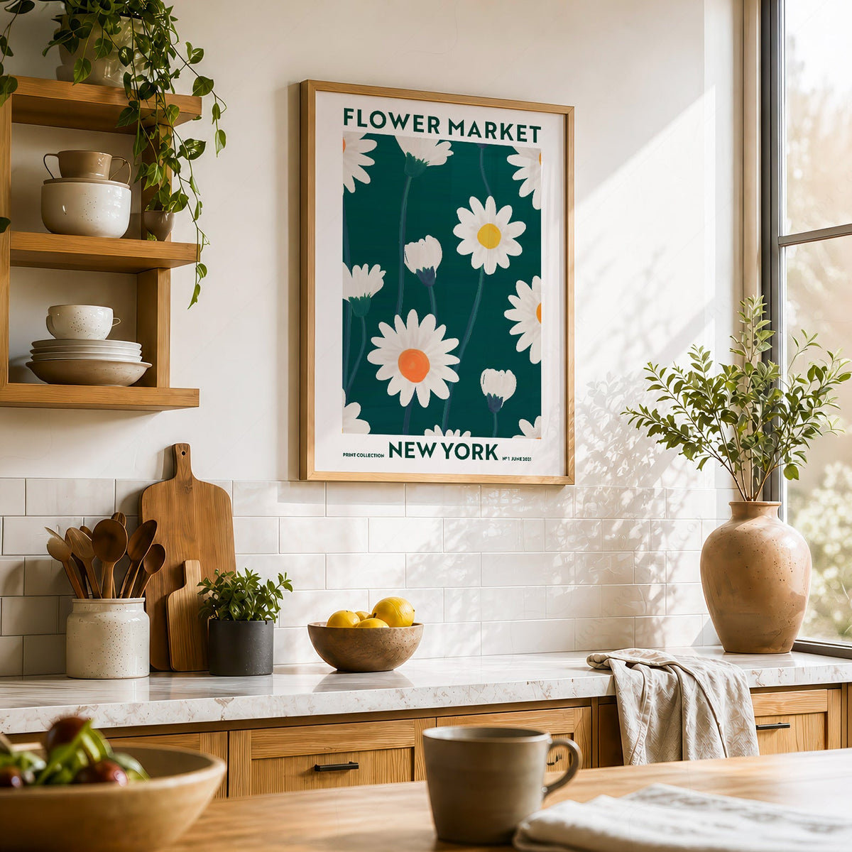 Flower Market New York Print – Daisy Floral Wall Art Poster Decor