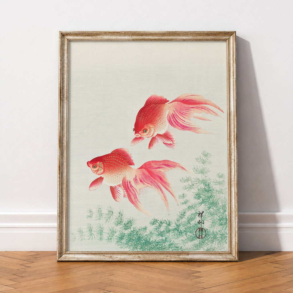 Ohara Koson Two Goldfish Art Print – Japanese Woodblock Wall Decor