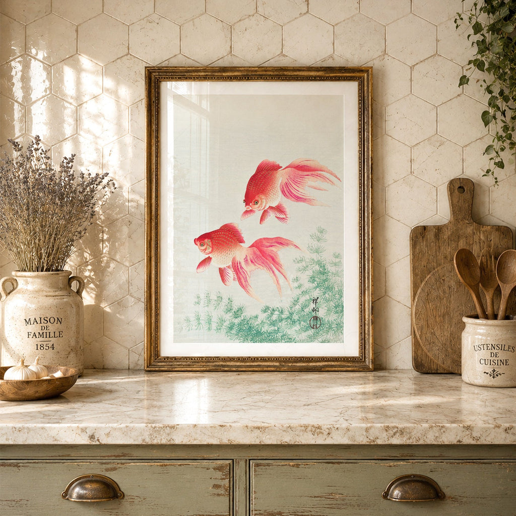 Ohara Koson Two Goldfish Art Print – Japanese Woodblock Wall Decor