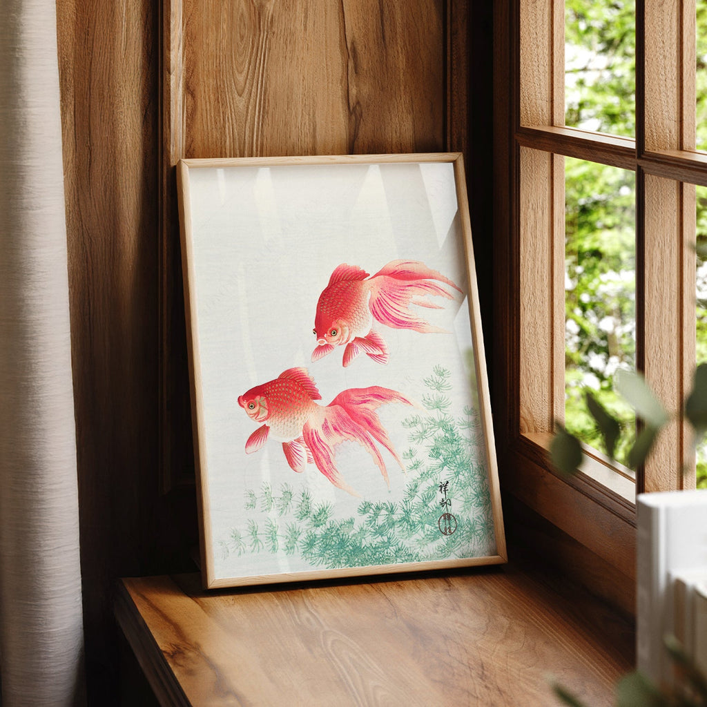 Ohara Koson Two Goldfish Art Print – Japanese Woodblock Wall Decor