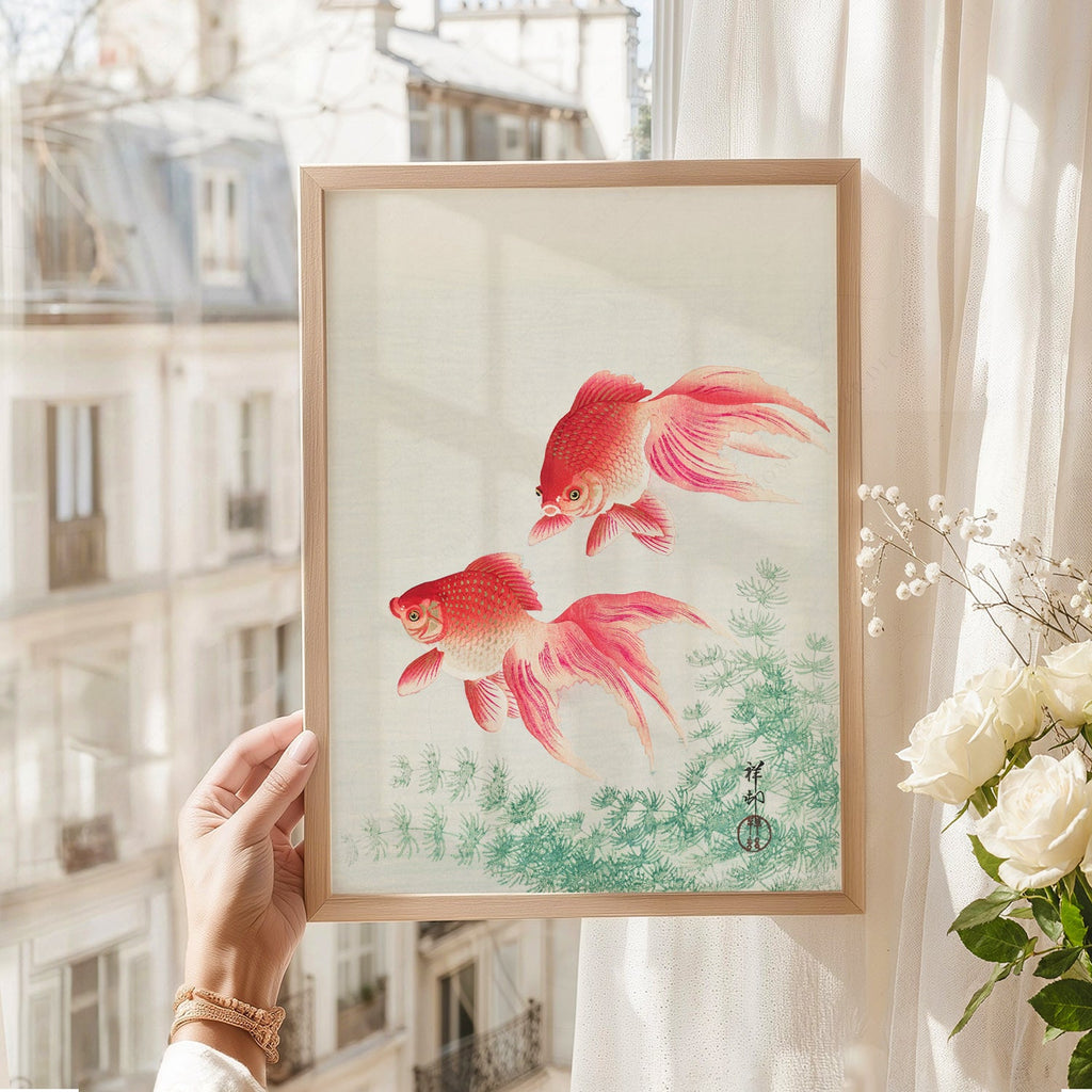 Ohara Koson Two Goldfish Art Print – Japanese Woodblock Wall Decor