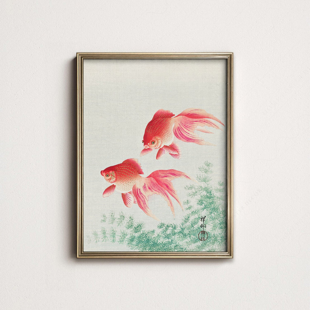 Ohara Koson Two Goldfish Art Print – Japanese Woodblock Wall Decor