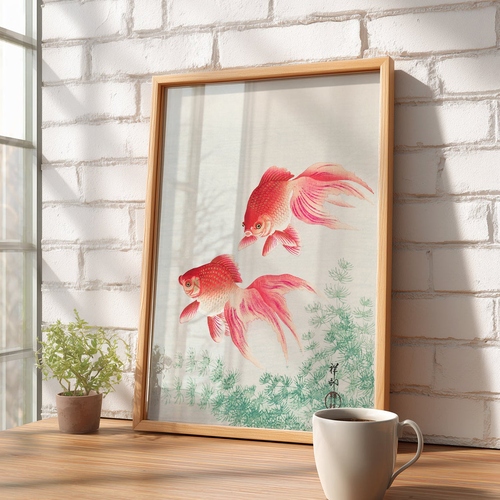 Ohara Koson Two Goldfish Art Print – Japanese Woodblock Wall Decor
