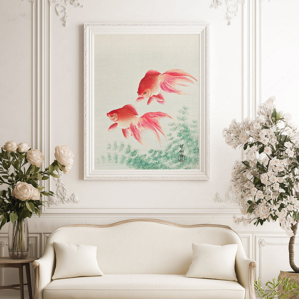 Ohara Koson Two Goldfish Art Print – Japanese Woodblock Wall Decor