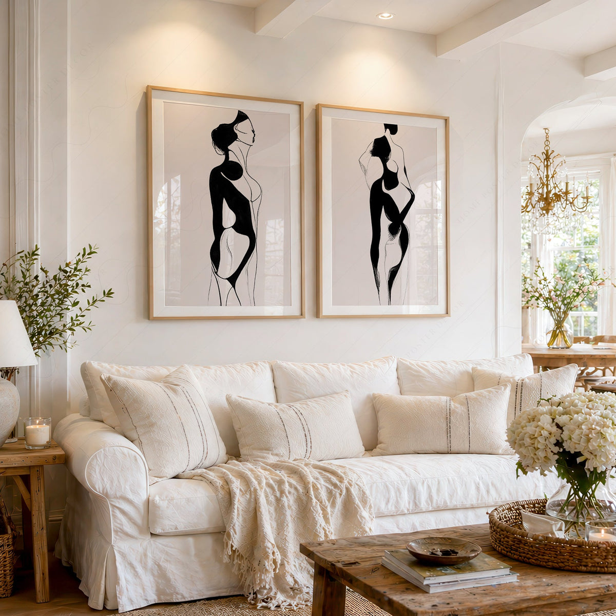 Ensemble d'impressions minimalistes silhouette féminine – Art mural moderne noir et blanc