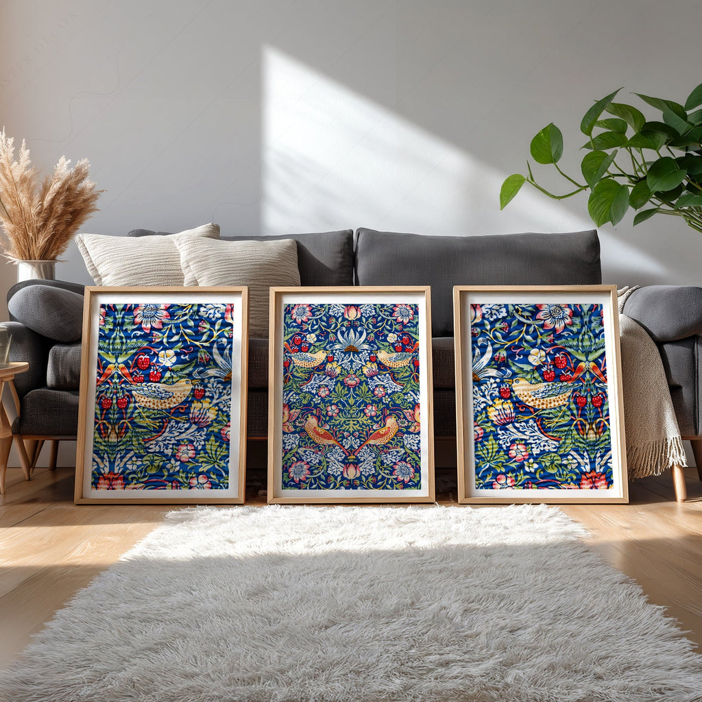 William Morris Strawberry Thief Set of 3 Prints – Arts & Crafts Wall Art