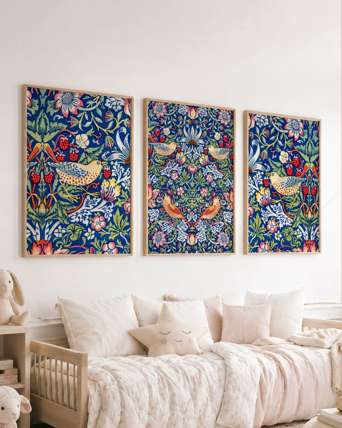 William Morris Strawberry Thief Set of 3 Prints – Arts & Crafts Wall Art