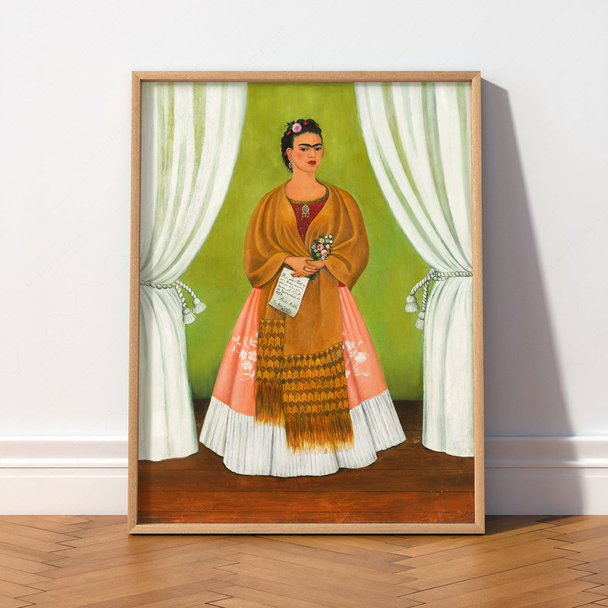 Frida Kahlo Self-Portrait Art Print – Mexican Folk Art Bohemian Decor