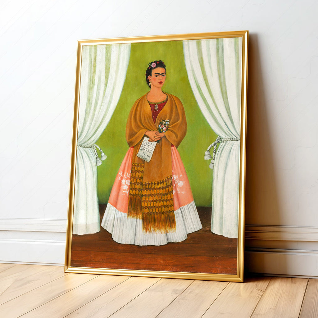 Frida Kahlo Self-Portrait Art Print – Mexican Folk Art Bohemian Decor