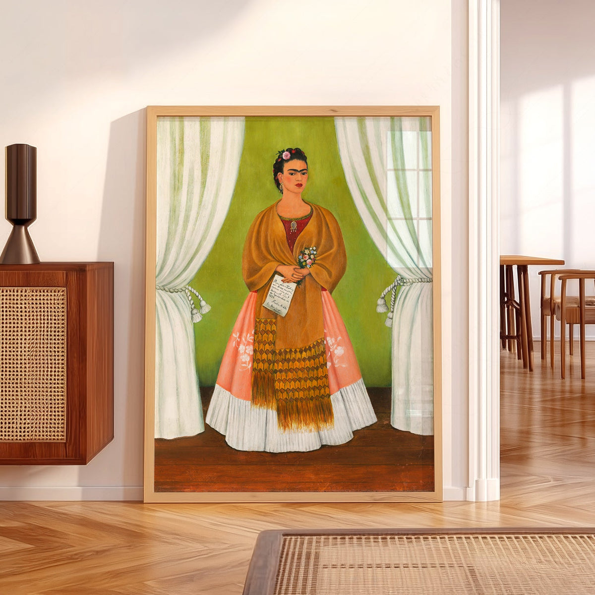 Frida Kahlo Self-Portrait Art Print – Mexican Folk Art Bohemian Decor