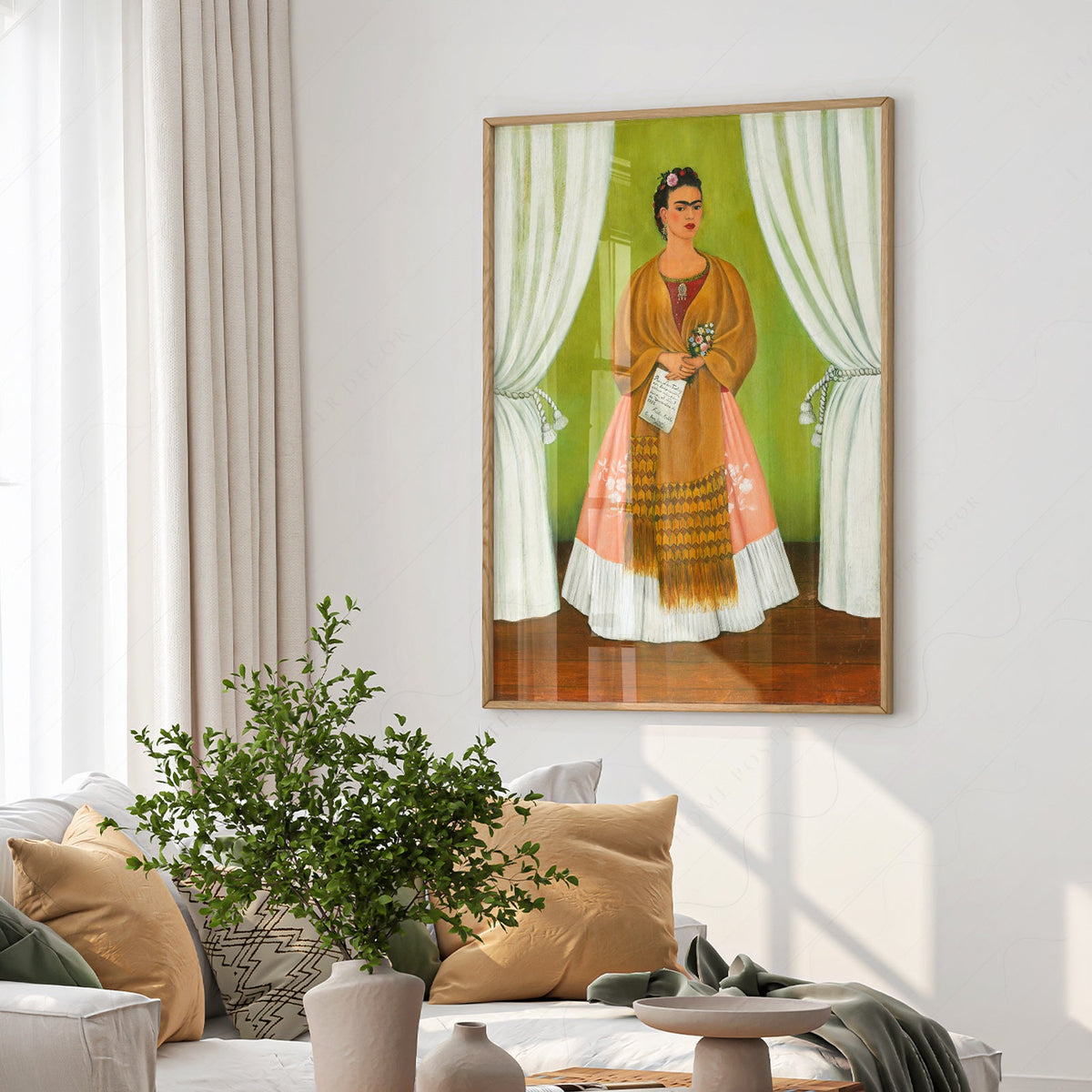 Frida Kahlo Self-Portrait Art Print – Mexican Folk Art Bohemian Decor