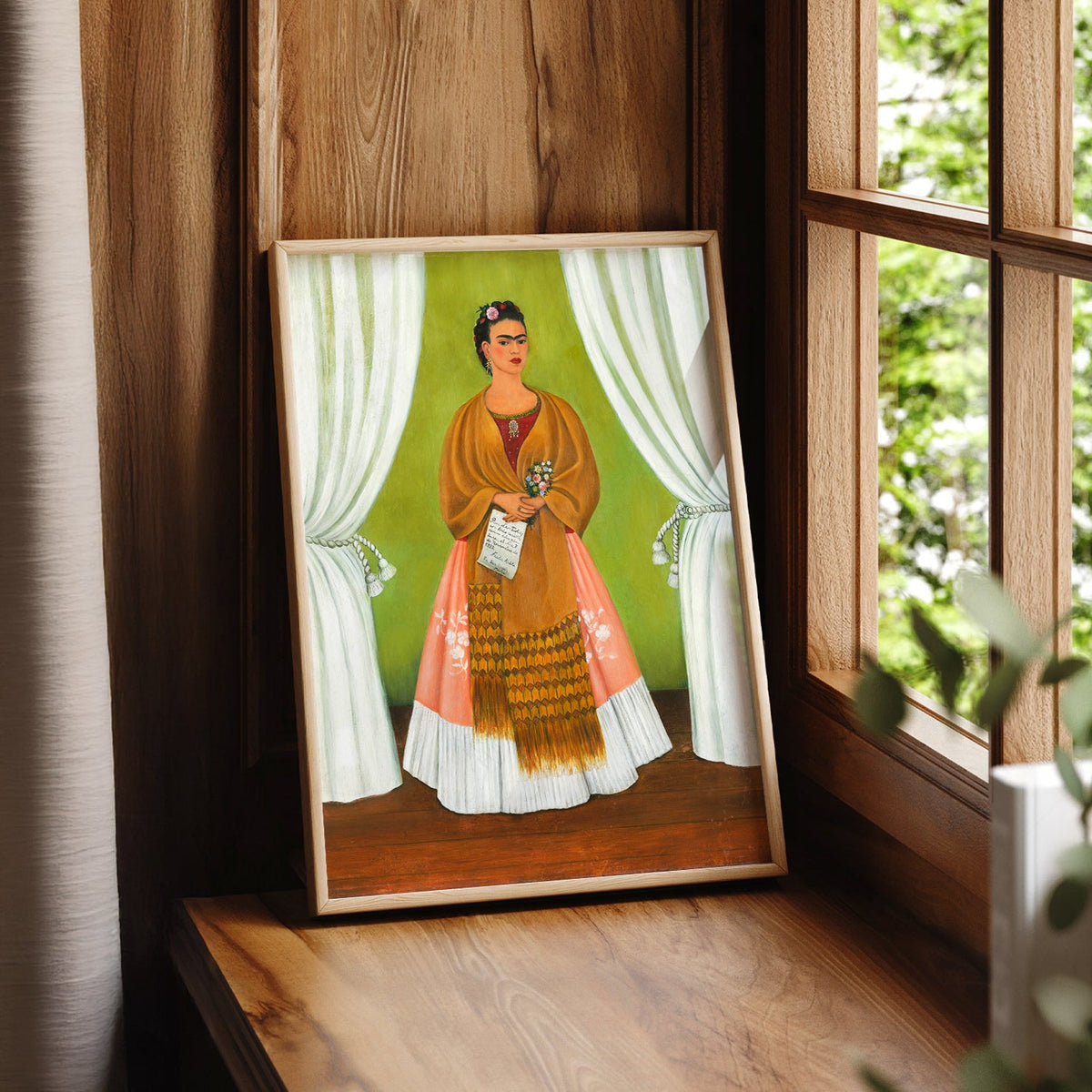 Frida Kahlo Self-Portrait Art Print – Mexican Folk Art Bohemian Decor