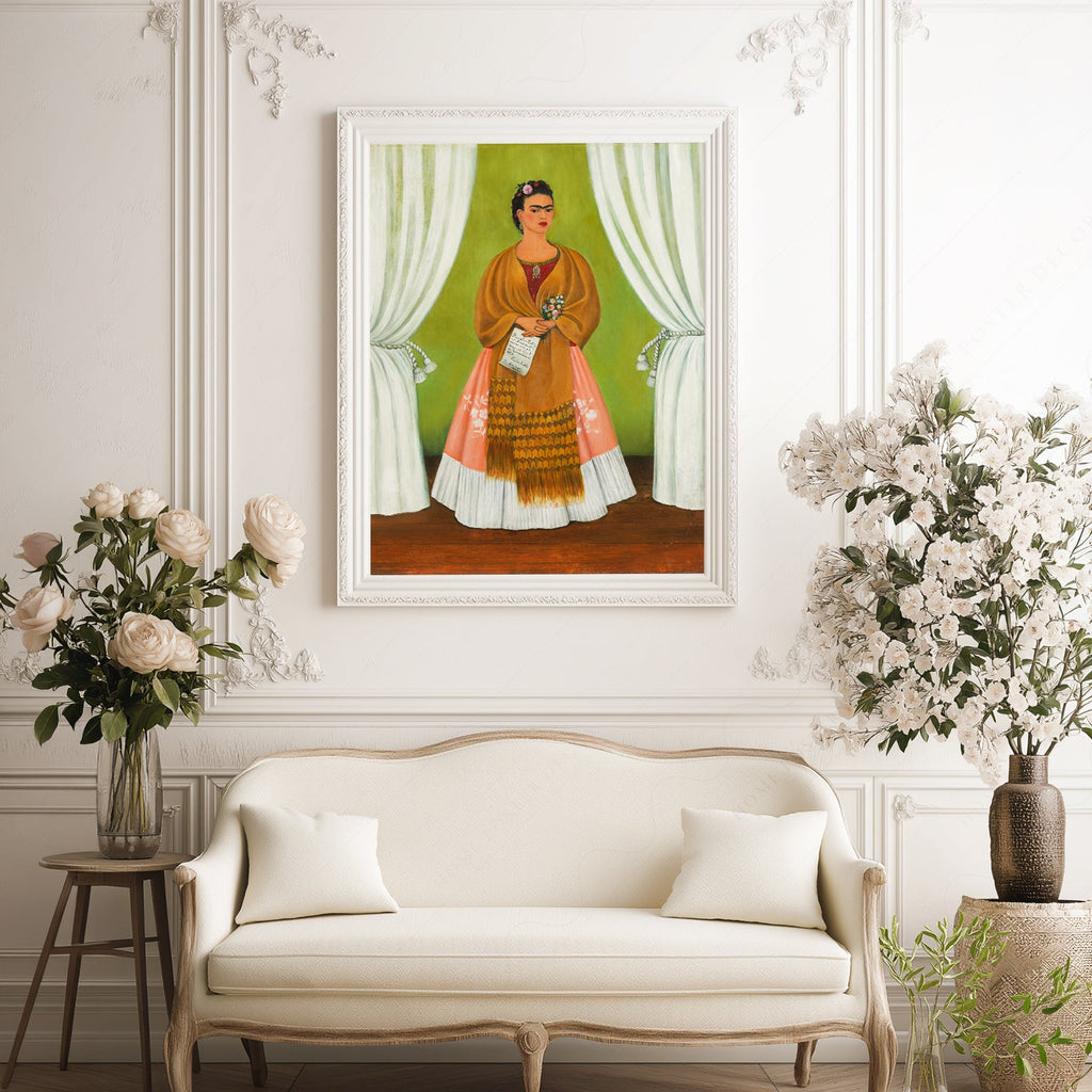 Frida Kahlo Self-Portrait Art Print – Mexican Folk Art Bohemian Decor