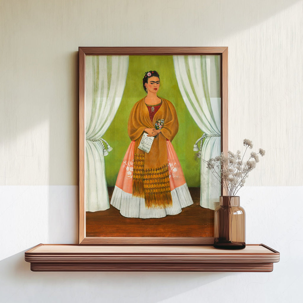 Frida Kahlo Self-Portrait Art Print – Mexican Folk Art Bohemian Decor