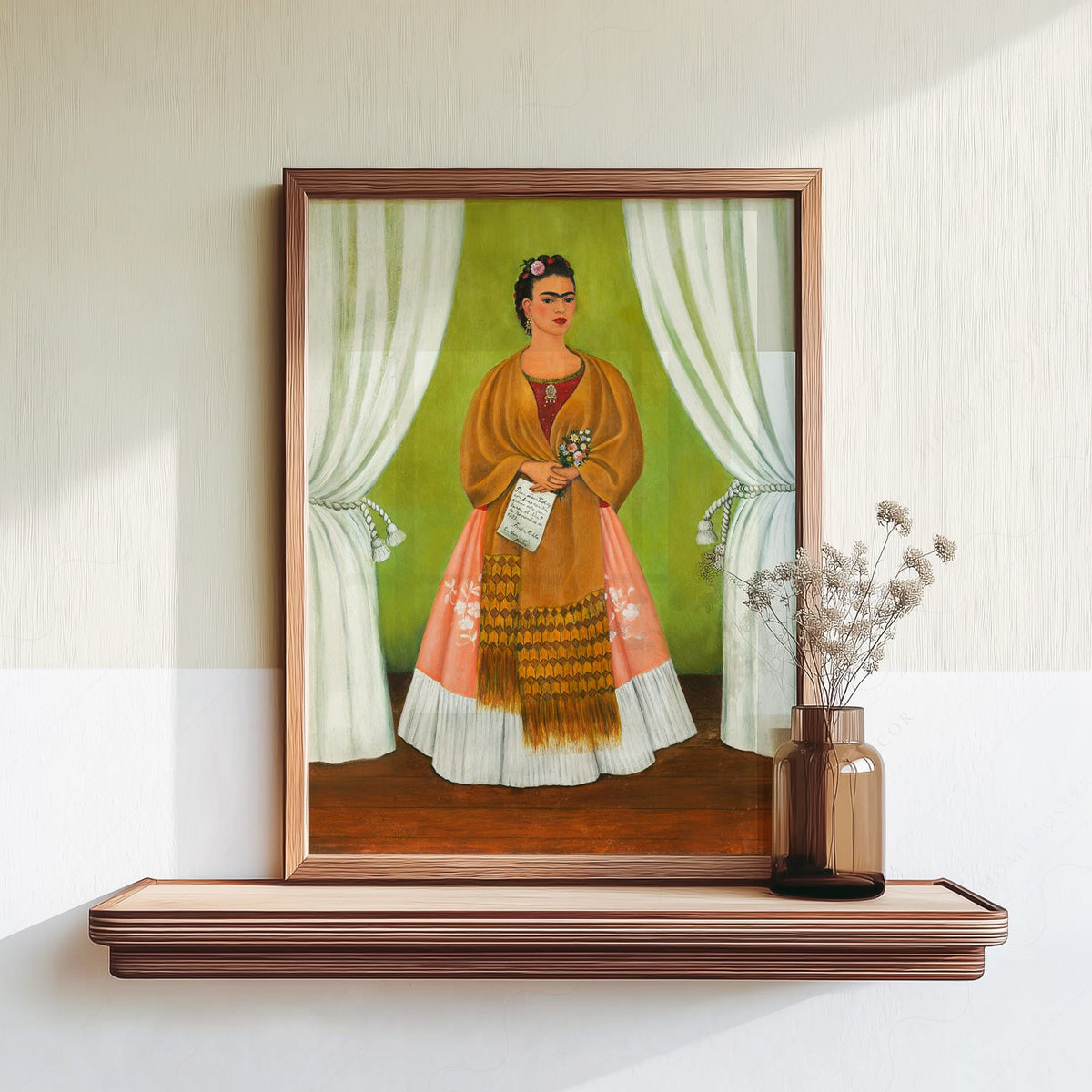 Frida Kahlo Self-Portrait Art Print – Mexican Folk Art Bohemian Decor