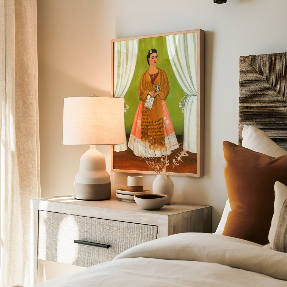 Frida Kahlo Self-Portrait Art Print – Mexican Folk Art Bohemian Decor