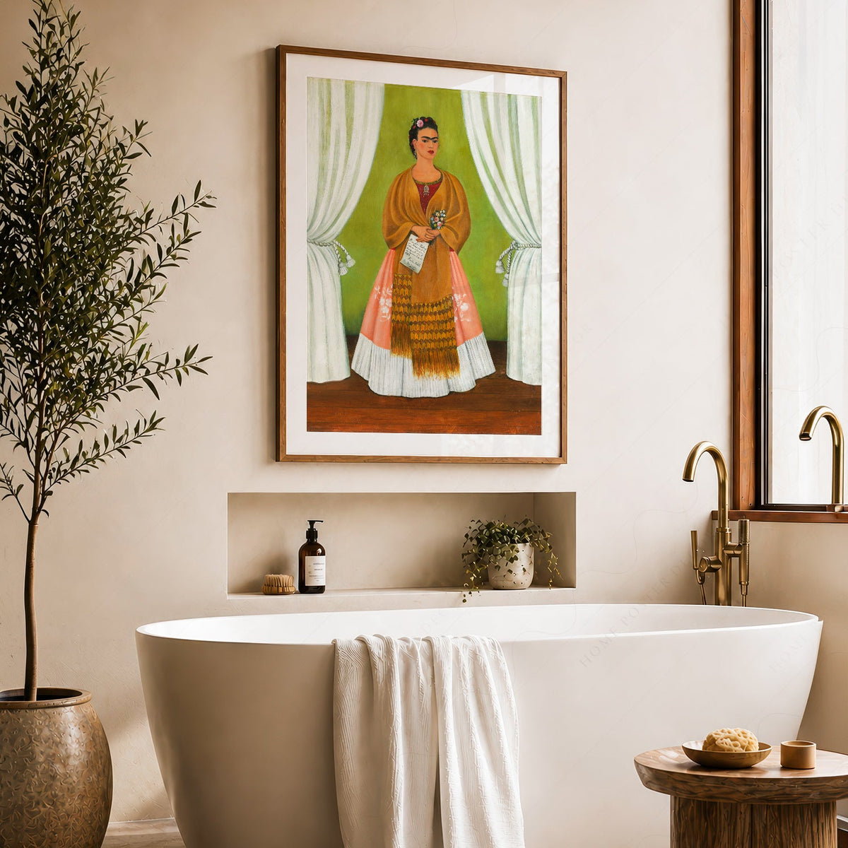 Frida Kahlo Self-Portrait Art Print – Mexican Folk Art Bohemian Decor