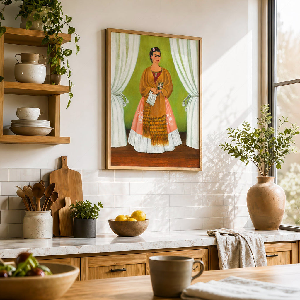 Frida Kahlo Self-Portrait Art Print – Mexican Folk Art Bohemian Decor